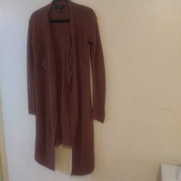 Forever 21 Women's Mocha Long Sleeve Open Front Cardigan Sweater Size: Small - Picture 11 of 12